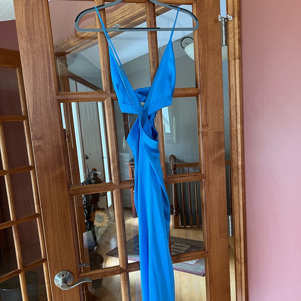 Zara blue cut out midi dress